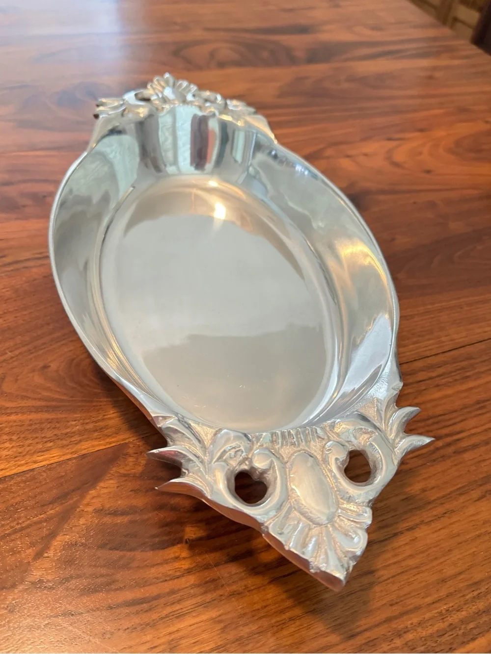 MCM Vintage Hand Made Aluminum Metal Serving Tray Platter 16